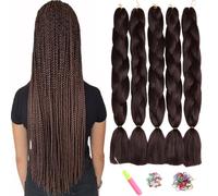 ShowJarlly 5 Packs Ombre Jumbo Braid Hair, Red Wine Hair African Braid Extension, 24inch Box Braid Hair Extensions Synthetic Colorful Hair Extensions for Braiding 99J#