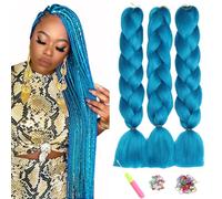 ShowJarlly Box Braid Hair Extensions, 24inch Ombre Jumbo Braid Hair, 3Packs Synthetic Jumbo Braiding Hair Extension Afro Hair Extensions for Braiding Crochet Twist Braids Hair Navy Blue#