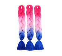 ShowJarlly Box Braid Hair Extensions, 24inch Peach/Light Pink/Royal Blue Ombre Jumbo Braid Hair, 3Packs Synthetic Jumbo Braiding Hair Extension Afro Hair Extensions for Braiding Crochet Twist Hair