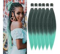 ShowJarlly Green Braiding Hair - Pre Stretched 30 Inch Mint Green Long Hair Extensions 6 Packs Soft Yaki Natural Hot Water Setting (30 Inch,1B/Mint#)