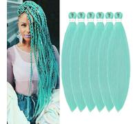 ShowJarlly Mint Green Braiding Hair Pre Stretched 30 Inch Colored Braiding Hair Pre Stretched Braids Hair Extensions 6 Packs Soft Yaki Braiding Hair Natural Hot Water Setting Hair(30 Inch,Mint#)