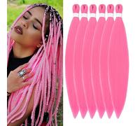 ShowJarlly Pink Braiding Hair - 30 Inch, 6 Packs, Pre Stretched, Soft Yaki, Natural, Hot Water Setting