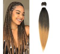 ShowJarlly Pre Stretched Braiding Hair 30 Inch Knotless Braiding Extensions 1pack Easy Braids Hot Water Setting DIY Box Braids Yaki Textured Crochet Hair Braiding (30inch,1B/27#)