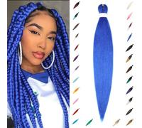 ShowJarlly Pre Stretched Braiding Hair 30 Inch Knotless Braiding Extensions 1pack Easy Braids Hot Water Setting DIY Box Braids Yaki Textured Crochet Hair Braiding (30inch,Blue#)