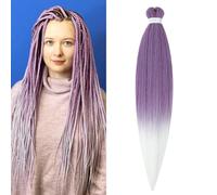 ShowJarlly Pre Stretched Braiding Hair 30 Inch Knotless Braiding Extensions 1pack Easy Braids Hot Water Setting DIY Box Braids Yaki Textured Crochet Hair Braiding (30inch,Lavender/60#)