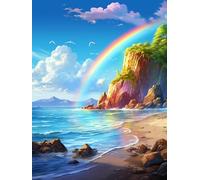 Showker DIY 5D Diamond Painting Beach Kit for Adults - Diamond Art Rainbow Rhinestone Crystal Embroidery Cross Stitch | Home Wall Decoration - 30x40 cm