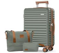 SHOWKOO 28In Luggage Sets Expandable PC Hardside Suitcase, Green | Lightweight PC Hard Shell Luggage Durable High Capacity with Travel Duffels Bag +Toiletry Bag Double Spinner Wheels TSA Lock