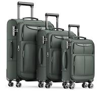 SHOWKOO Suitcase Sets 3 Piece Softshell Expandable Lightweight Durable Travel Luggage with Double Spinner Wheels TSA Lock, 20" 24" 28" Army Green