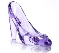 SHOWLOUE Cinderella Shoe Decor, Crystal High Heels Shoes Ornaments Glass Slipper Decoration Gift for Birthday Wedding Party, 5.12" x 2.36" x 4.33", Purple
