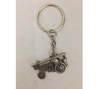 Showman Traction Engine PP-T12 made of fine English Pewter on a split ring keyring