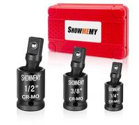 SHOWMEMY Universal Joint-Socket, Impact Swivel Socket Set, 3-Piece, 1/4-Inch, 3/8-Inch, 1/2-Inch Drive Set.
