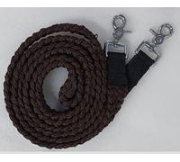 SHOWMEN CRAFT Braided Cotton Rein for Horse Headstall with Snaps Soft and Durable Reins (Dark Brown 8')