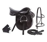 SHOWMEN CRAFT horse riding english saddle tack set leather leathers irons stirrups bridge REINS girth inch all purple show jumping trail equestrian starter pack