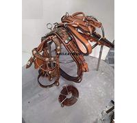 SHOWMEN CRAFT Stylish Natural 3 Tone Color Leather Driving Harness For Single Horse Cart In 4 Size (Cob)