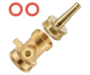 SHOWNEW High Pressure Hose Nozzle, Solid Brass Water Hose Jet Nozzle Sprayer Sweeper with Hose Shut Off Valve, Heavy Duty 3/4" GHT Jet Nozzles for Garden Hose - 1 Set