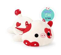 shownicer Heat Cushion Soft Toy Cow 1.7 kg Heat Cuddly Toy Cow Warming in the Microwave Warming Plush Cushion Weight Animals Plush Toy Cow Gift for Adults Children 3+ Years (Red, 50 cm)