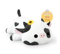 shownicer Heat Cushion Soft Toy Cow Heat Cuddly Toy Warming in the Microwave Warming Plush Cushion Weighted Animals Plush Toy Gift for Adults Children 3+ Years (50 cm 1.7 kg)