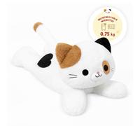 shownicer Heat Cushion Stuffed Toy Cat 0.75 kg Heat Cuddly Toy Cat Warming in the Microwave Warming Weighted Animals Plush Toy Cat Gift for Adults Children 3+ Years (40 cm, White)