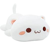 shownicer Plushie Cute Cat Plush Pillow Stuffed Animal Plush Toys Kawaii Plush Cat Pillow Kitten Soft Toy Cuddly Toy Hugging Pillow Gift for Kids Girls 12+ Years (White A, 30cm)