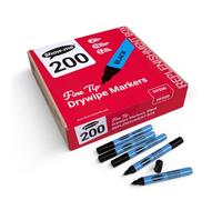 Showroom Mode Show-Me Fine-Tip Drywipe Whiteboard Pens For Schools And Classrooms Black (200 Pack Of Markers)