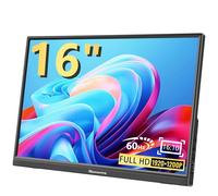 Showscren 16" Portable Monitor, Full HD 1920x1200p, 300cd/Brightness Screen, 60Hz IPS LCD Panel, 100% RGB Built-in Speaker, HDMI USB C, Portable Monitor for Laptop, PC,