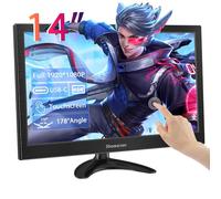 Showscren Touchscreen Portable Monitor 14inch,FHD 1920 x 1080P Desktop HDMI USB C Input Portable Monitor for Laptop PS3/4 Raspberry Pi with Built-in Two Speakers, Computer PC Touch Monitors