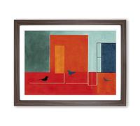 Showstopping Abstract Birds Framed Wall Art Print A2 Walnut | Ready to Hang, Premium Gi Paper, Fade-Resistant Inks, Securely Packaged, UK Made
