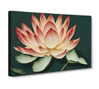 Showstopping Lotus Flower Canvas Print | Gallery Wrapped 30mm Frame Wall Art | 30x20 inches | Ready to Hang | Contemporary Floral Picture | Living Room Bedroom Lounge Office