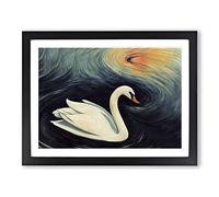 Showstopping Swan Framed Print | A2 Black Framed Wall Art | Ready to Hang | Modern Animal Picture | Living Room Bedroom Lounge Office