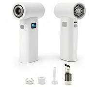 SHOWSUN Portable Handheld Turbo Fan, 6 Speeds, USB-C Rechargeable Battery, LED Light and 3-in-1 Vacuum Air Duster Kit for Computer, Keyboard, Travel, Camping, Hiking