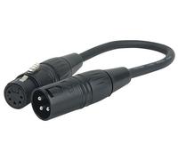 SHOWTEC - 3 Pin XLR Male to 5 Pin XLR Female DMX Adaptor Lead 0.25m