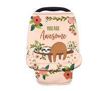 Showudesigns Baby Car Seat Cover Sloth Pink Newborn Essentials Baby Girl Breastfeeding Scarf Nursing Cover Infant Carseat Cover for Travel All Weather Baby Carrier Cover
