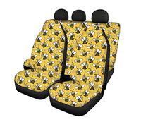 Showudesigns Bee Car Seat Cover Sets Front Car Seat Covers Rear Car Seat Cover Bench Seat Protector Universal Fit SUV Trunk Yellow
