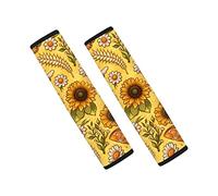 Showudesigns Butterfly Sunflower Auto Seat Belt Cushion Shoulder Strap Car Seatbelt Pads Neoprene Seat Belt Covers Set of 2 Pack Universal for Backpack, Shoulder Bag Sedan Trunks