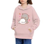 Showudesigns Cat Hoodies Clothes for Girls 8-10 Years Teens Aesthetic Outfits with Kawaii Design Youth Pullover Sweatshirt Casual Fall Tops Pink Jumper