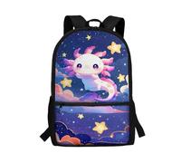 Showudesigns Cute Axolotl Backpack for Girls 8-9 9-10 11-12 Middle Primary School Bag with Adjustable Straps Teens Backpacks for School Starry Night Schoolbag 17 Inch Daypack Satchel Star