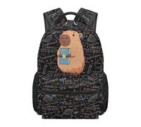 Showudesigns Cute Capybara Boys Backpack for Primary School Bags 17inch Children's Backpacks with Front Pockets Elementary School Bookbag Math Formula Sturdy Schoolbag