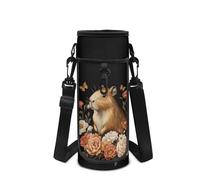 Showudesigns Cute Capybara Water Bottle Carrier Bag Kids Boys Water Bottle Holder for Walking Hiking Running School Bottles Sling Pouch Case Cover with Strap Black