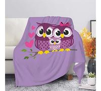 Showudesigns Cute Cartoon Owl Throw Blanket 27x40 Inch Cozy Flannel Plush Micro Fleece Blanket for Women Girls Kids Holiday Winter Home Office Throw Blankets Purple