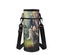 Showudesigns Cute Cat Water Bottle Holder Bag Boys Girls Water Bottle Sling Tote Carrier for Walking Gym Hiking Travel Bottles Sleeve Pouch with Shoulder Strap