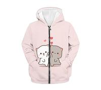 Showudesigns Cute Cat Zip Up Hoodies for Girls Age 14-16 Warm Sweatshirt Jacket With Pockets Kawaii Comfy Coat Boys Hoodie Long Sleeve Tops Thin Pullover Pink Cardigan Zipper