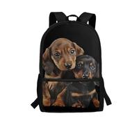 Showudesigns Cute Dachshund Dog Book Bag for Boys Backpack 10-12 Years Old Middle Elementary School Bag Sausage Dog Bookbag for Kids 8-10 Student 17inch Laptop Backpacks Black