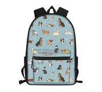 Showudesigns Cute Dog School Bag Pack for Girls Boys Puppy Doodles Print Kids Backpack with Water Bottle Holder Elementary Student Schoolbag Bookbags Blue
