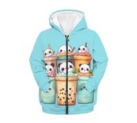 Showudesigns Cute Panda Zip Up Hoodies for Girls 8-10 Fall Outfits Boys Hooded Jackets Long Sleeve Pullover Sweatshirts Active Wear Casual Thin Coat Cardigan Shirts Blue