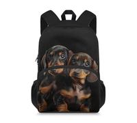 Showudesigns Dachshund Dog Backpack for Kids Boys 8-9 9-10 Primary School Bag Student Bookbag With Side Pocket Cute 15inch Laptop Backpacks Teenager Shoulder Bags Sausage Dog Black