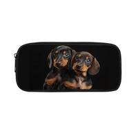 Showudesigns Dachshund Dog Large Capacity Pencil Case for Girls Boys Pen Stationery Pouch Portable Pen Box Women Cosmetic Makeup Bag Pencilbox Sausage Dog Black