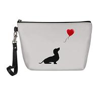 Showudesigns Dachshund Makeup Bag Travel Cosmetic Bags Small Purse Womens Girls Clutch Pouch Organizer Sausage Dog Light Grey