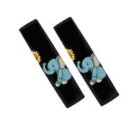Showudesigns Elephant Sunflower Car Seat Belt Covers Shoulder Pads Cute Cartoon Animal Seatbelt Cover Universal Car Seatbelt Shoulder Strap,Set of 2 Black