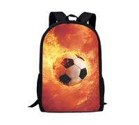Showudesigns Flame Football Backpack for Boys 7-8 9-10 Schoolbag Secondary Primary Bookbag with Water Bottle Holder School Backpacks Travel Rucksack Soccer