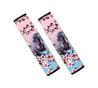 Showudesigns Flower Horse Car Seat Belt Covers Set of 2 Pack Car Seatbelt Shoulder Straps Pad Car Seat Belt Pad Protector for Car Backpack, Shoulder Bag Sedan Trunks Pink Blue